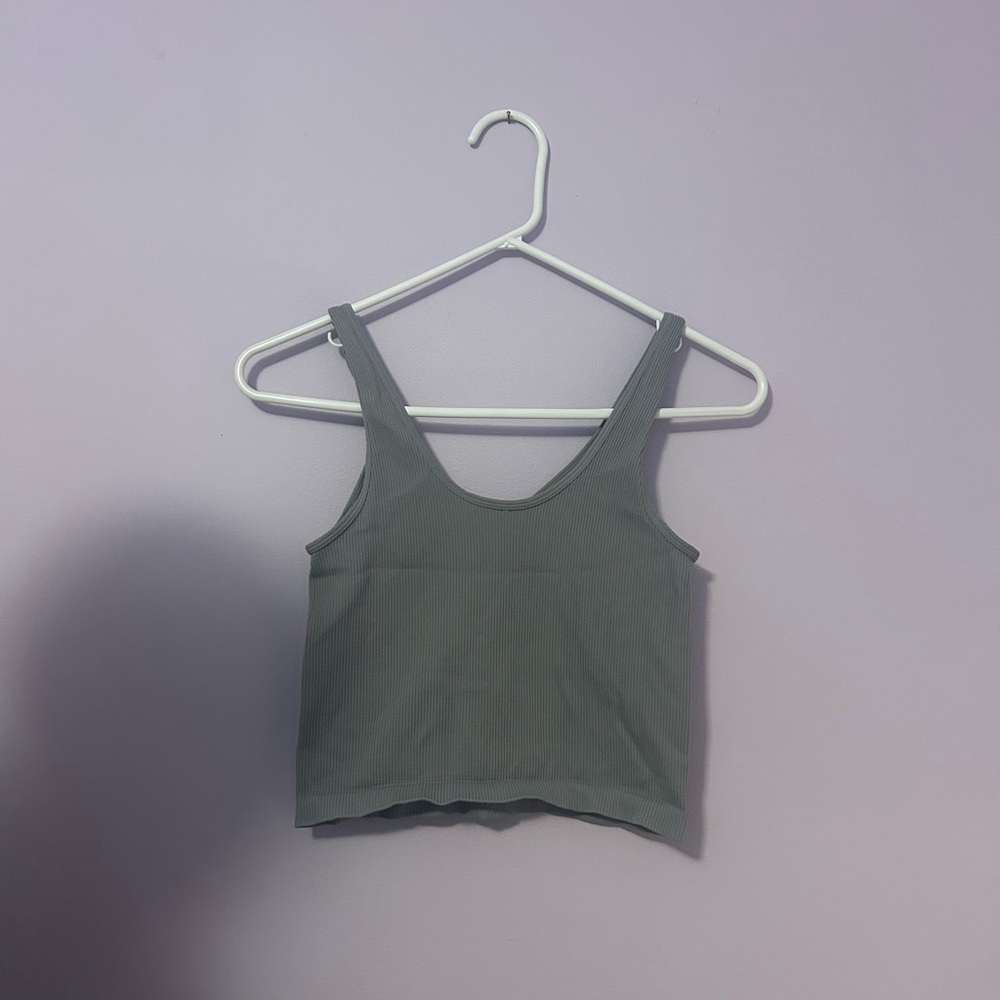 Green Ribbed Tank Top - Picture 2 of 2